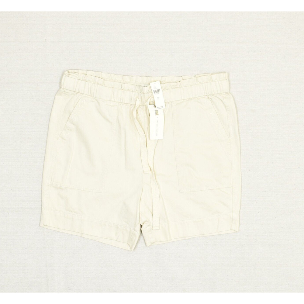 NEW Frye x Anthropologie Women Bermuda Drawstring Solid Cotton Beige Size 31 - Picture 1 of 8